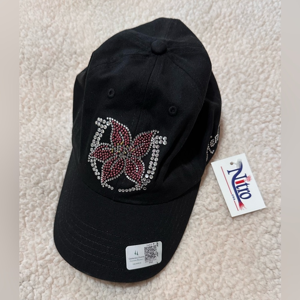 Official Kentucky Oaks Churchill Downs hat cap rhinestones Lilly for Fillies NWT